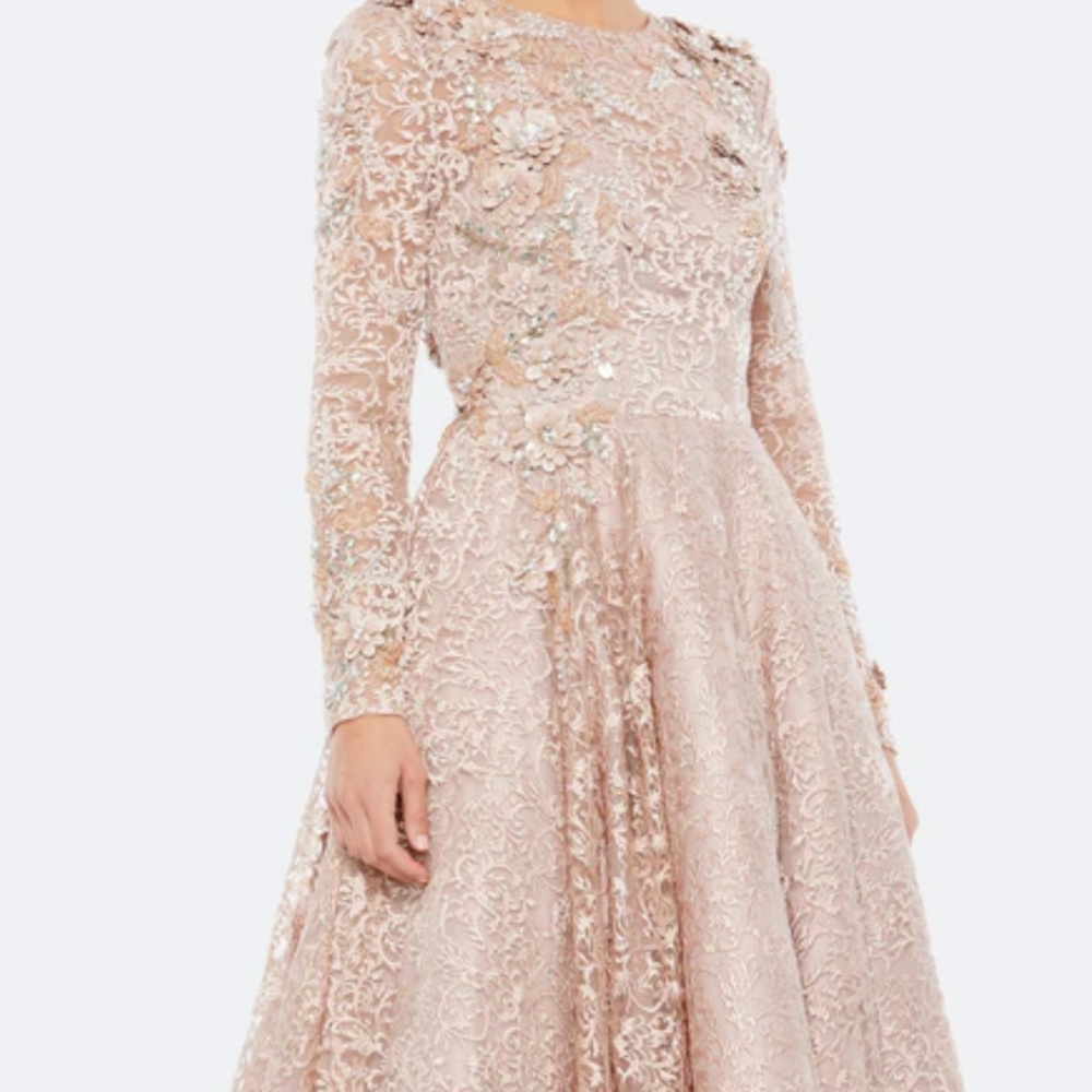 Brand New Mac Duggal A-line Appliqué Floral Gown
